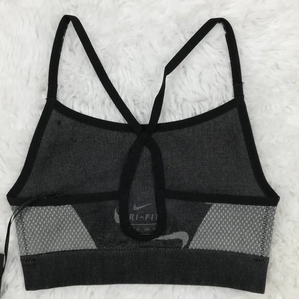Nike Dri-Fit Sports Bra‎ Gray Heathered Swoosh Racerback Stretch XS New